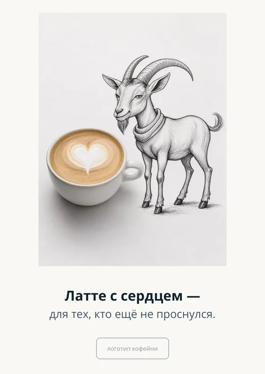 Открытка для кофейни: Латте с сердцем