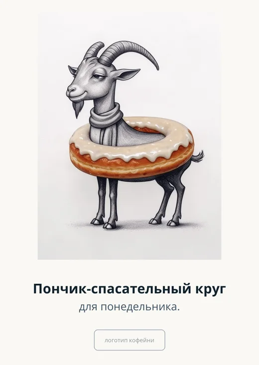 Открытка для кофейни: Пончик для понедельника
