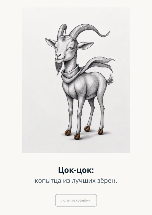 Открытка для кофейни: Копытца из зёрен