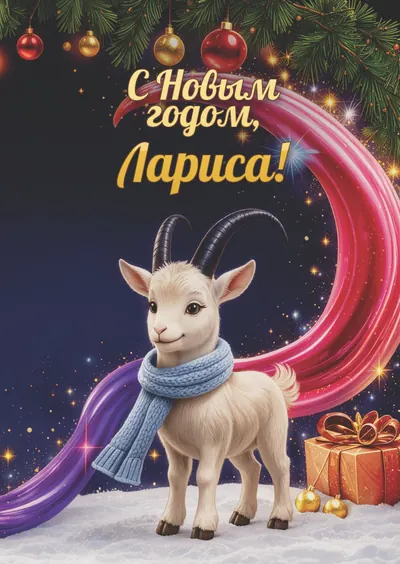 Новогодняя открытка с именем Лариса, А6 105×148 мм: «С Новым годом, Лариса!» с символом 2027 года