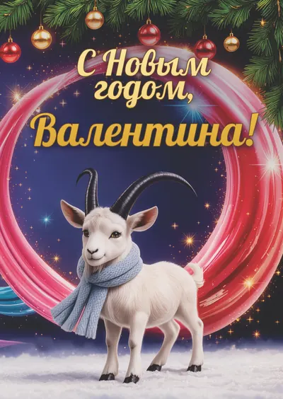 Новогодняя открытка с именем Валентина, А6 105×148 мм: «С Новым годом, Валентина!» с символом 2027 года