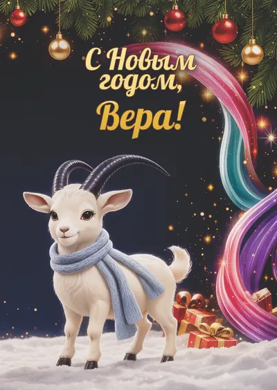 Новогодняя открытка с именем Вера, А6 105×148 мм: «С Новым годом, Вера!» с символом 2027 года